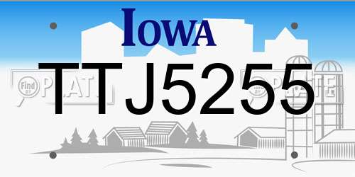 TTJ5255 Iowa License Plate