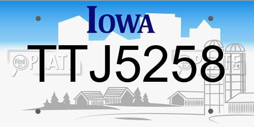 TTJ5258 Iowa License Plate