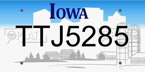 TTJ5285 Iowa License Plate