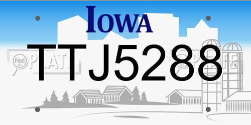 TTJ5288 Iowa License Plate