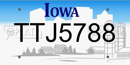 TTJ5788 Iowa License Plate