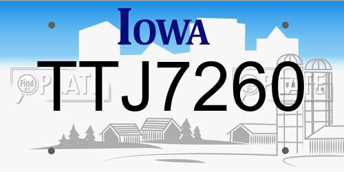 TTJ7260 Iowa License Plate