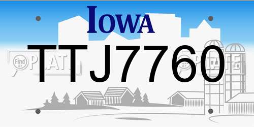 TTJ7760 Iowa License Plate