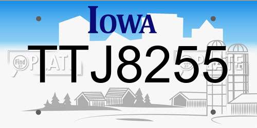 TTJ8255 Iowa License Plate