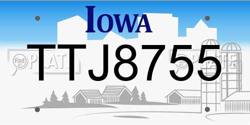 TTJ8755 Iowa License Plate
