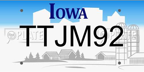 TTJM92 Iowa License Plate