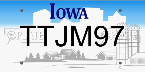 TTJM97 Iowa License Plate