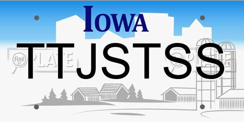 TTJSTSS Iowa License Plate