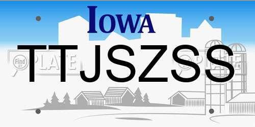 TTJSZSS Iowa License Plate