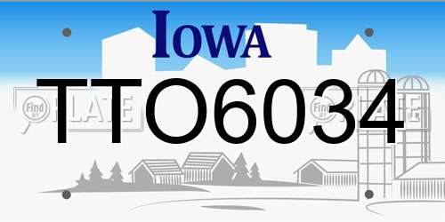 TTO6034 Iowa License Plate