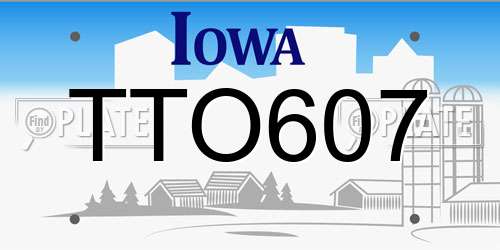TTO607 Iowa License Plate