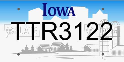 TTR3122 Iowa License Plate