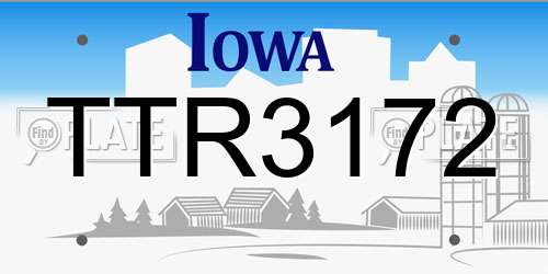 TTR3172 Iowa License Plate