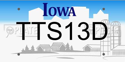 TTS13D Iowa License Plate