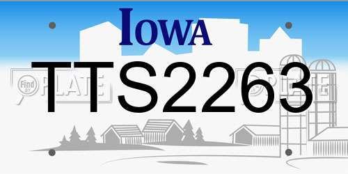 TTS2263 Iowa License Plate