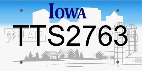 TTS2763 Iowa License Plate