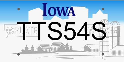 TTS54S Iowa License Plate
