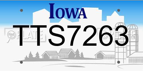 TTS7263 Iowa License Plate