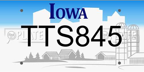 TTS845 Iowa License Plate