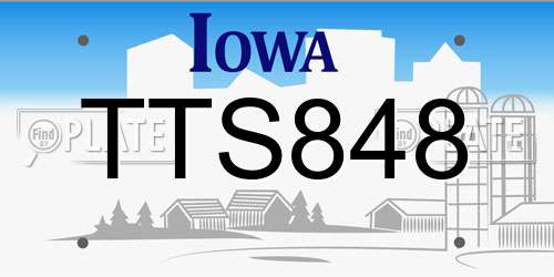 TTS848 Iowa License Plate