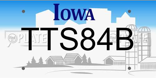 TTS84B Iowa License Plate
