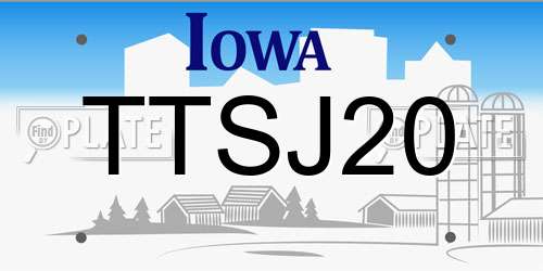 TTSJ20 Iowa License Plate