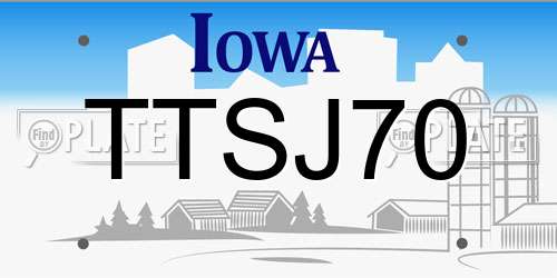 TTSJ70 Iowa License Plate