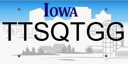 TTSQTGG Iowa License Plate