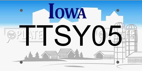 TTSY05 Iowa License Plate