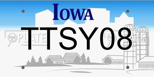 TTSY08 Iowa License Plate