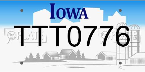TTT0776 Iowa License Plate