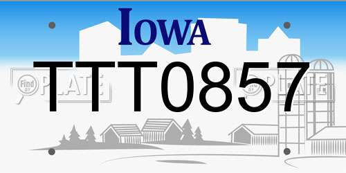 TTT0857 Iowa License Plate