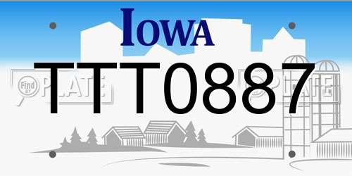 TTT0887 Iowa License Plate