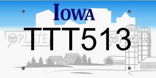 TTT513 Iowa License Plate