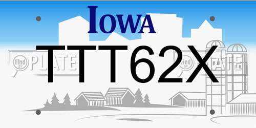 TTT62X Iowa License Plate