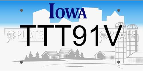 TTT91V Iowa License Plate