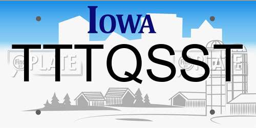TTTQSST Iowa License Plate