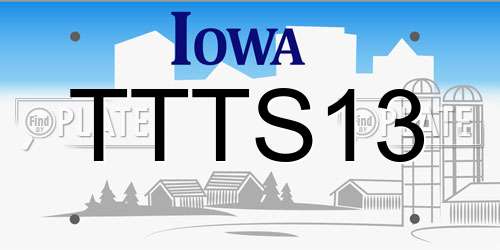 TTTS13 Iowa License Plate