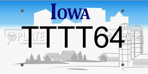 TTTT64 Iowa License Plate