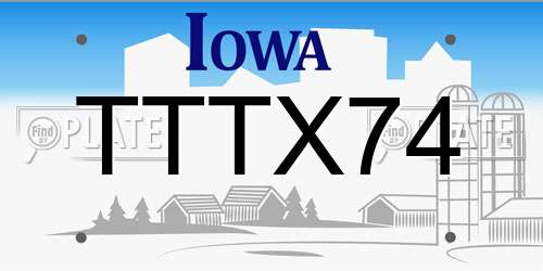 TTTX74 Iowa License Plate