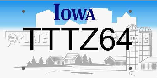 TTTZ64 Iowa License Plate