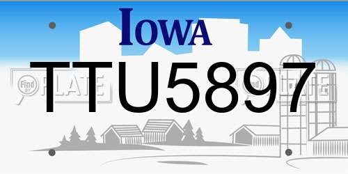 TTU5897 Iowa License Plate