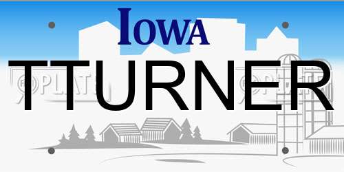 TTURNER Iowa License Plate