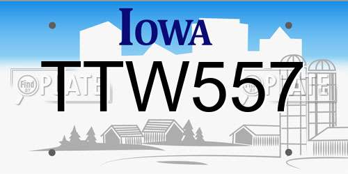 TTW557 Iowa License Plate