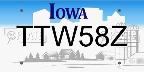 TTW58Z Iowa License Plate