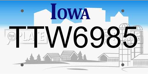 TTW6985 Iowa License Plate