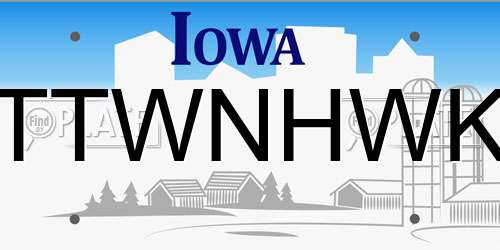 TTWNHWK Iowa License Plate