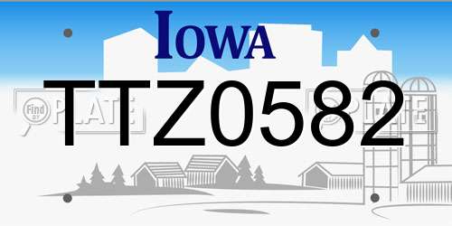 TTZ0582 Iowa License Plate