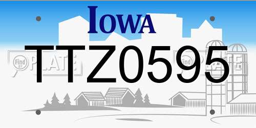 TTZ0595 Iowa License Plate