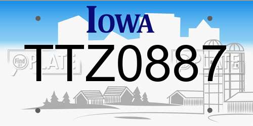TTZ0887 Iowa License Plate